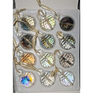 12 Pcs Multicolor Crystal Glass Christmas Balls Ornaments, 0.87" Mini Colorful